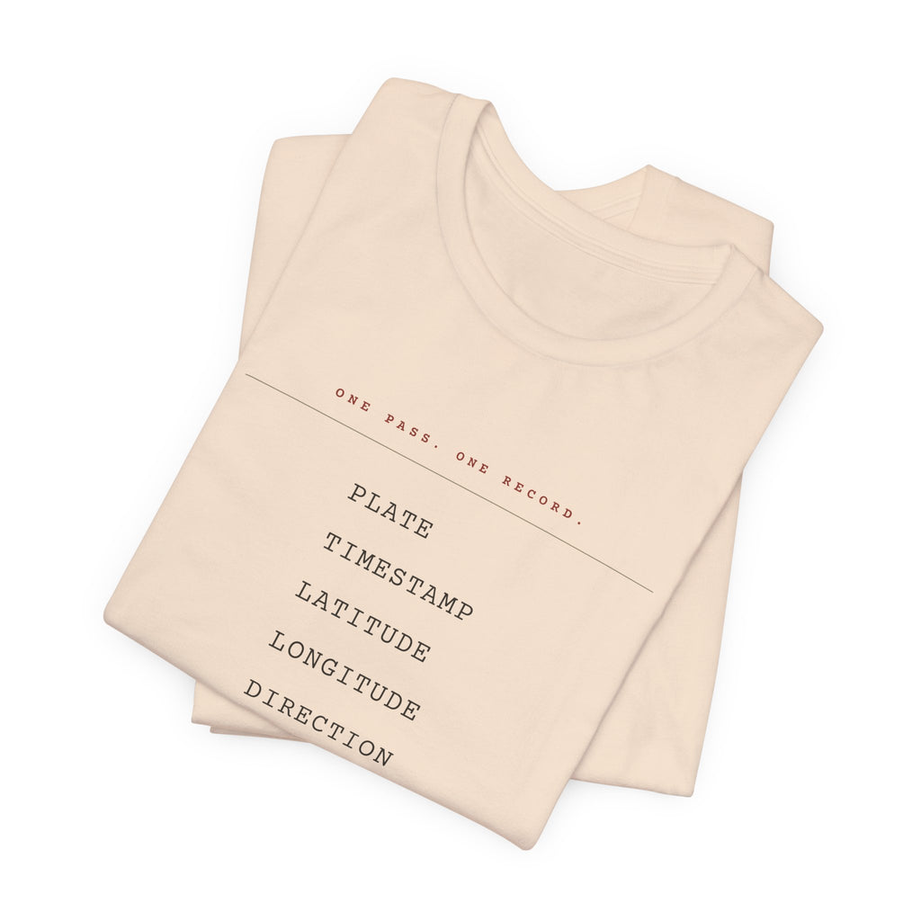 One Pass. One Record. — ALPR Tee (Natural)