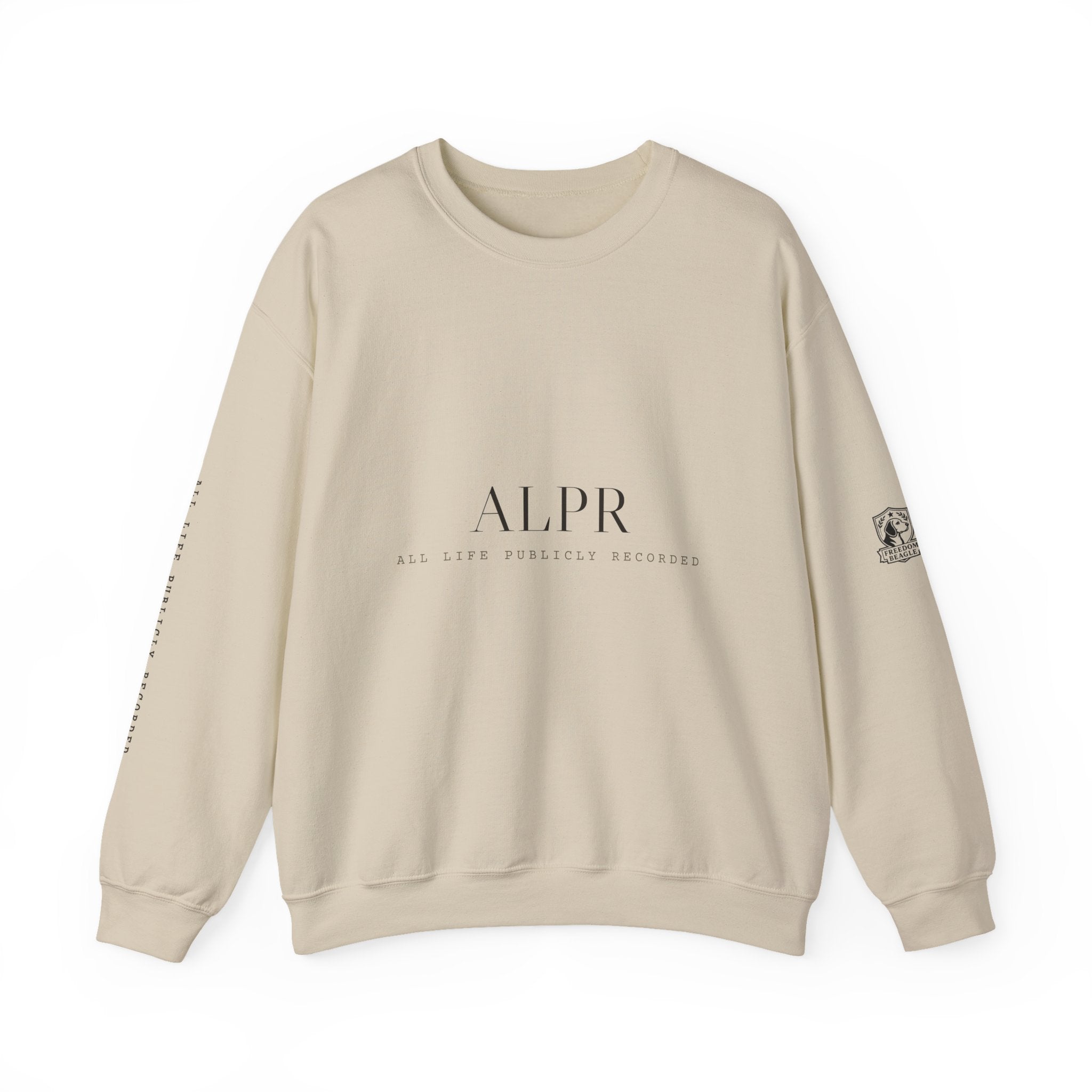 ALPR Full Kit Crewneck — All Life Publicly Recorded (Sand)