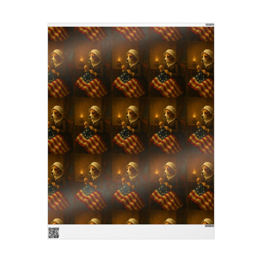 Patriotic Wrapping Paper with George Washington and Dog - Gift Wrap for Holidays, USA Celebrations, Birthdays, Events, Parties