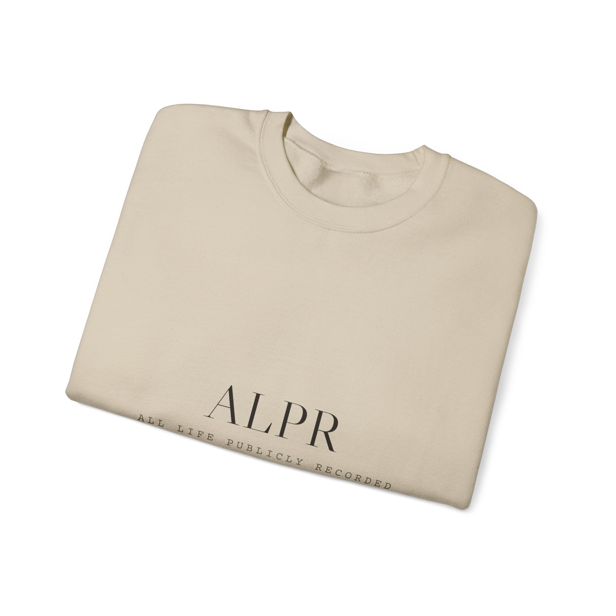ALPR Full Kit Crewneck — All Life Publicly Recorded (Sand)
