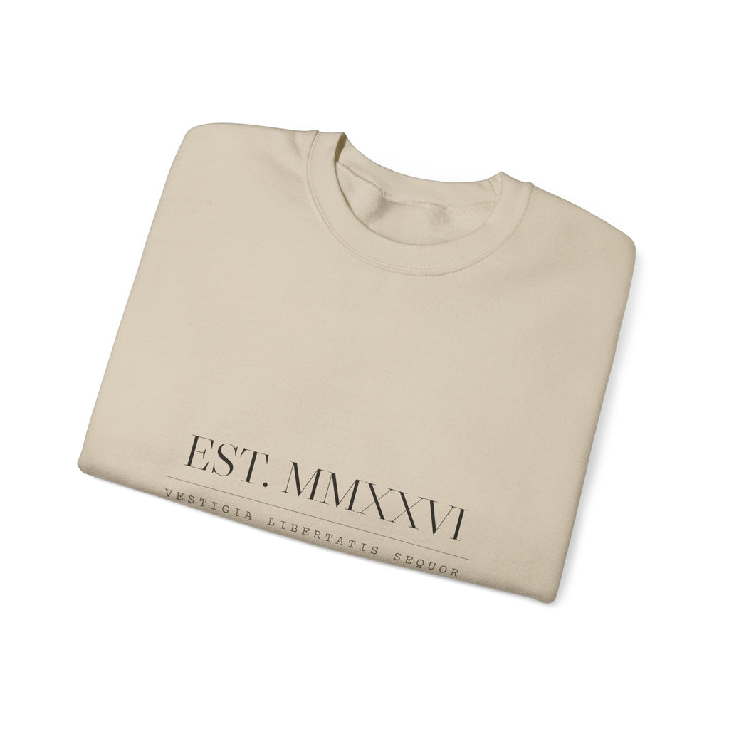 Vestigia Full Kit Crewneck — I Follow the Tracks of Liberty (Sand)