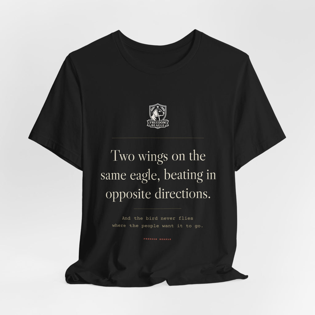 Two Wings on the Same Eagle — Two-Party Critique Tee (Black)