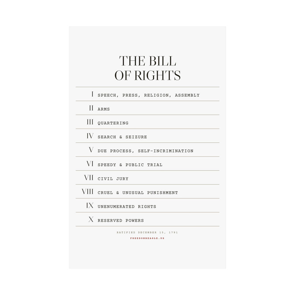 The Bill of Rights, I–X — Matte Poster