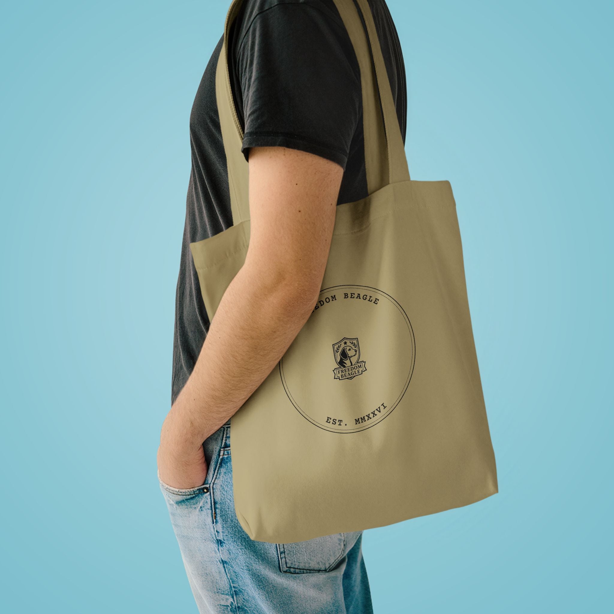 Freedom Beagle Seal — Cotton Tote (Bone)