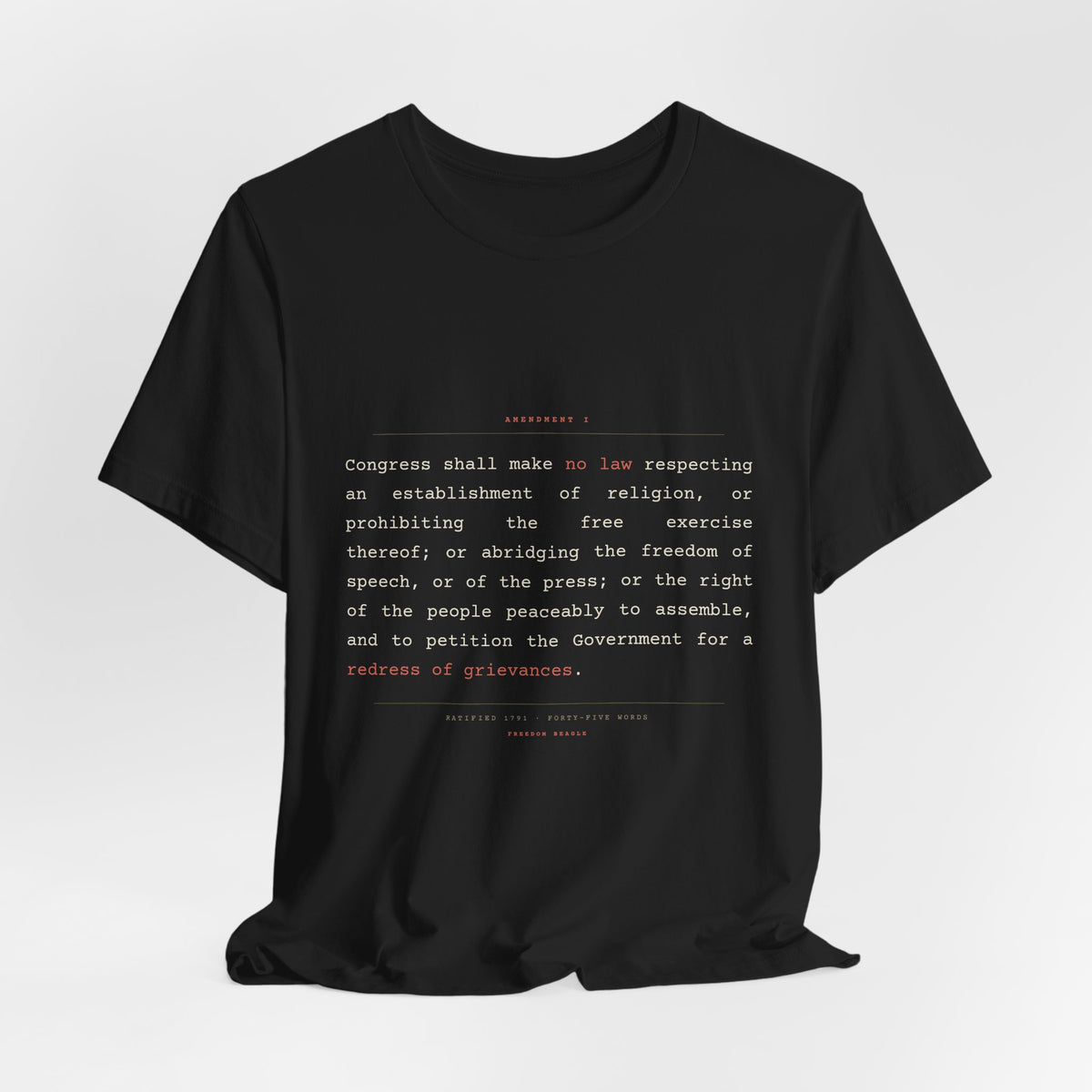 The First Amendment, In Full — Constitutional Text Tee (Black)