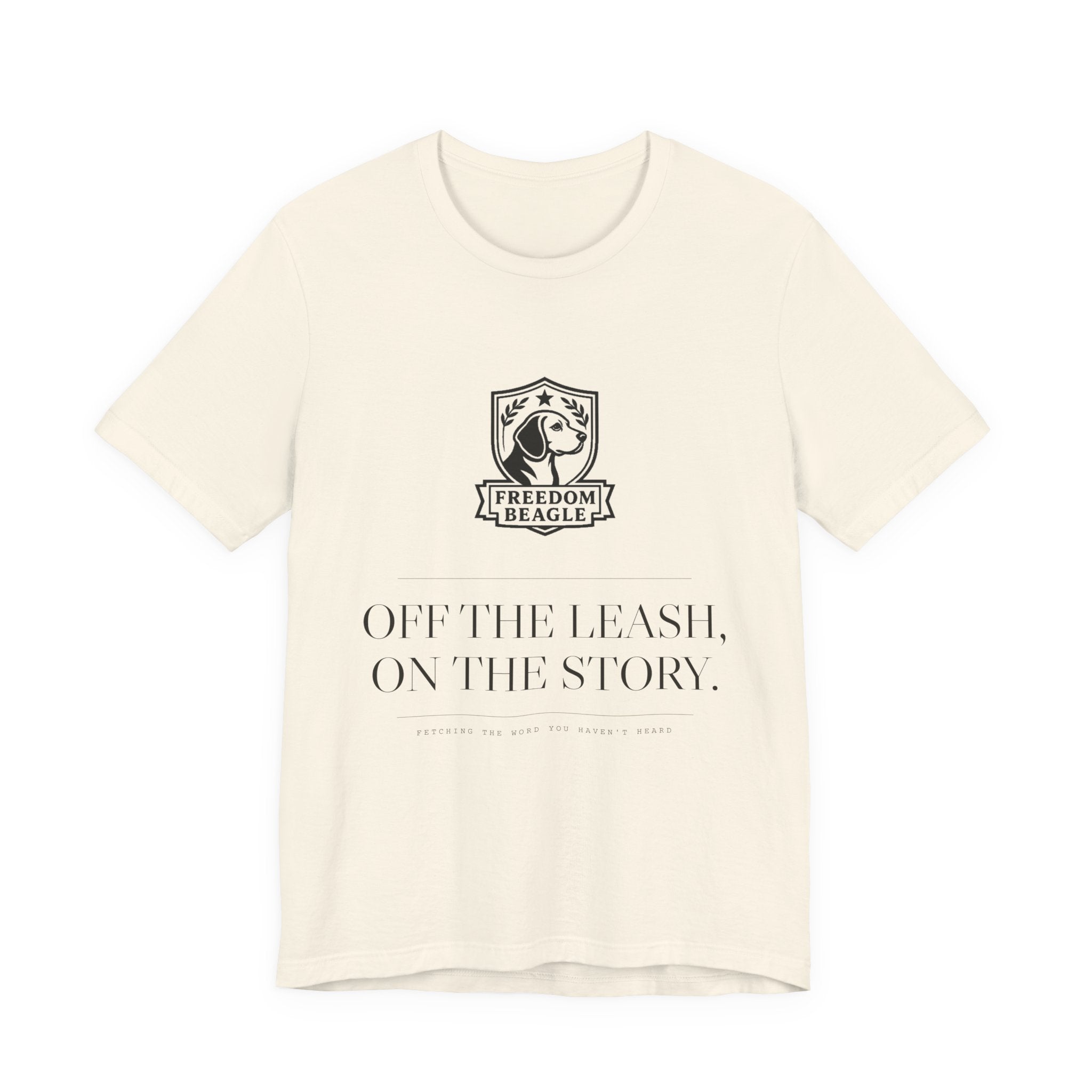 Off the Leash, On the Story — Freedom Beagle Crest Tee (Natural)
