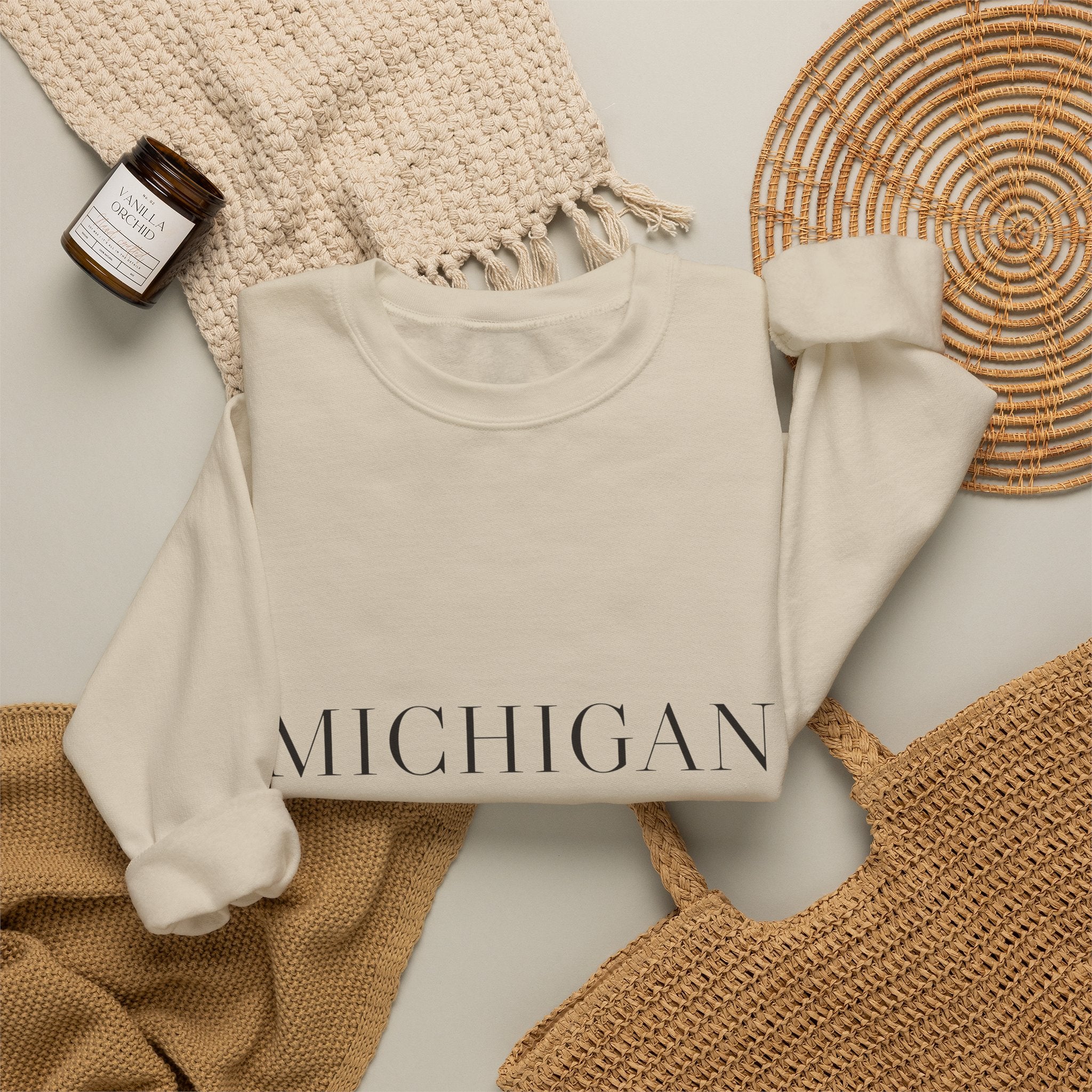 Michigan — Freedom Beagle State Series Crewneck (Sand)