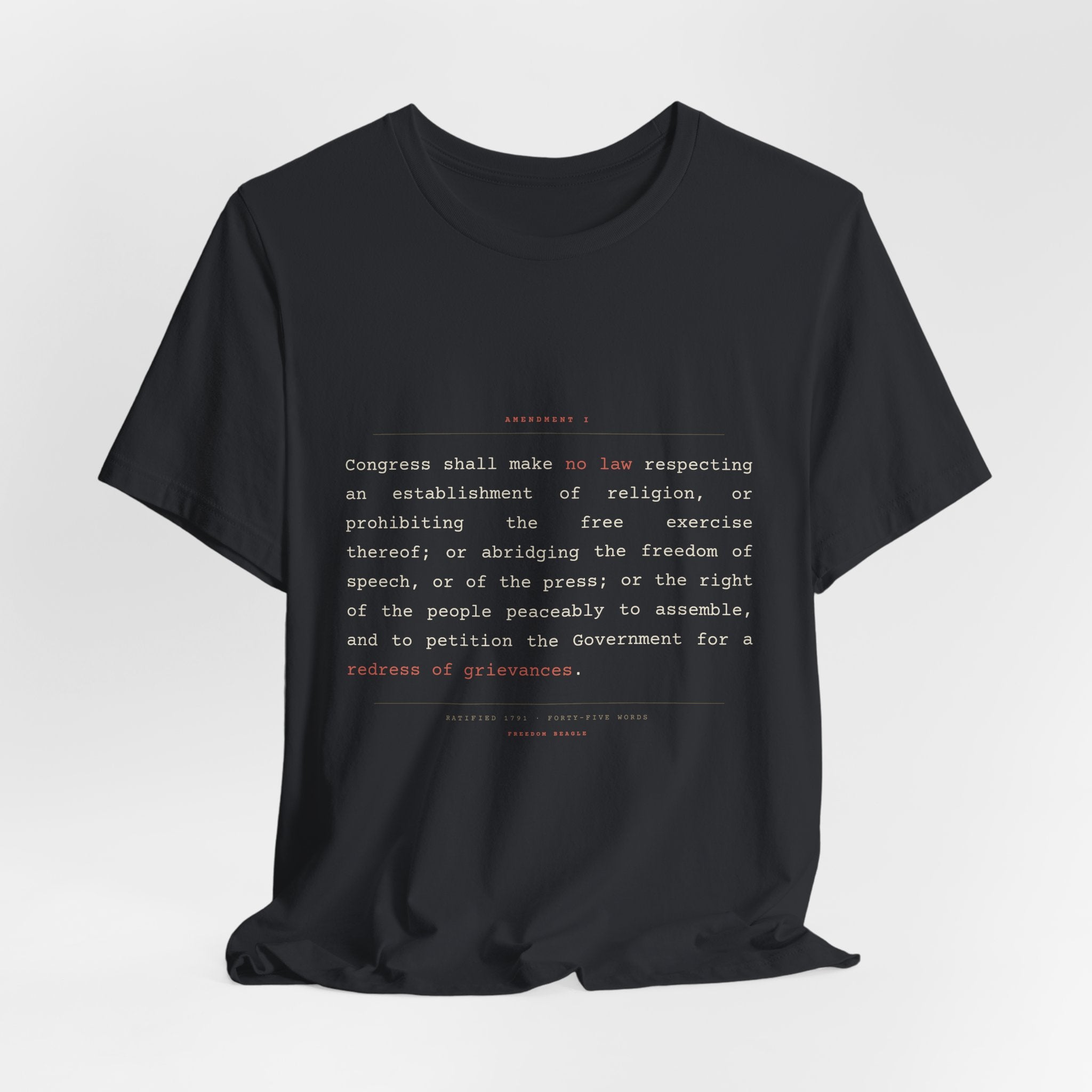 The First Amendment, In Full — Constitutional Text Tee (Black)