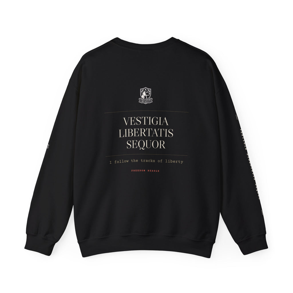 Vestigia Full Kit Crewneck — I Follow the Tracks of Liberty (Black)
