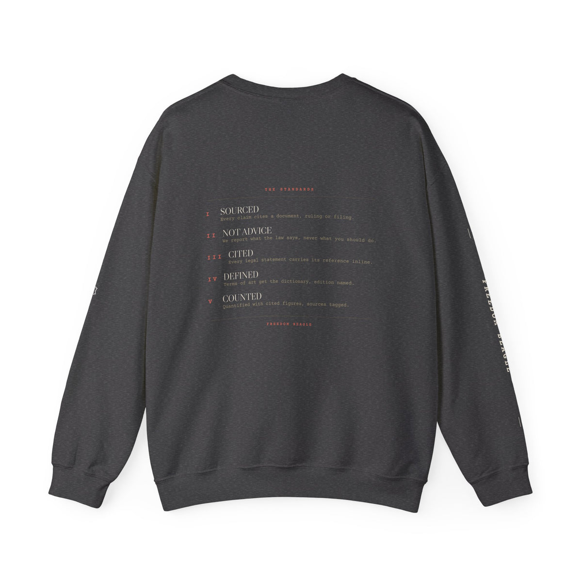 The Standards Full Kit Crewneck — Five Rules, Numbered (Black)