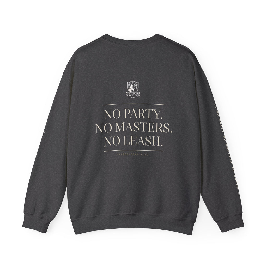 Freedom Beagle Full Kit Crewneck — No Party, No Masters, No Leash (Black)