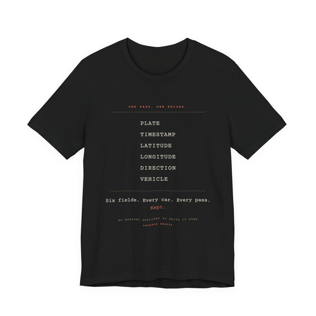 One Pass. One Record. — ALPR Tee (Black)