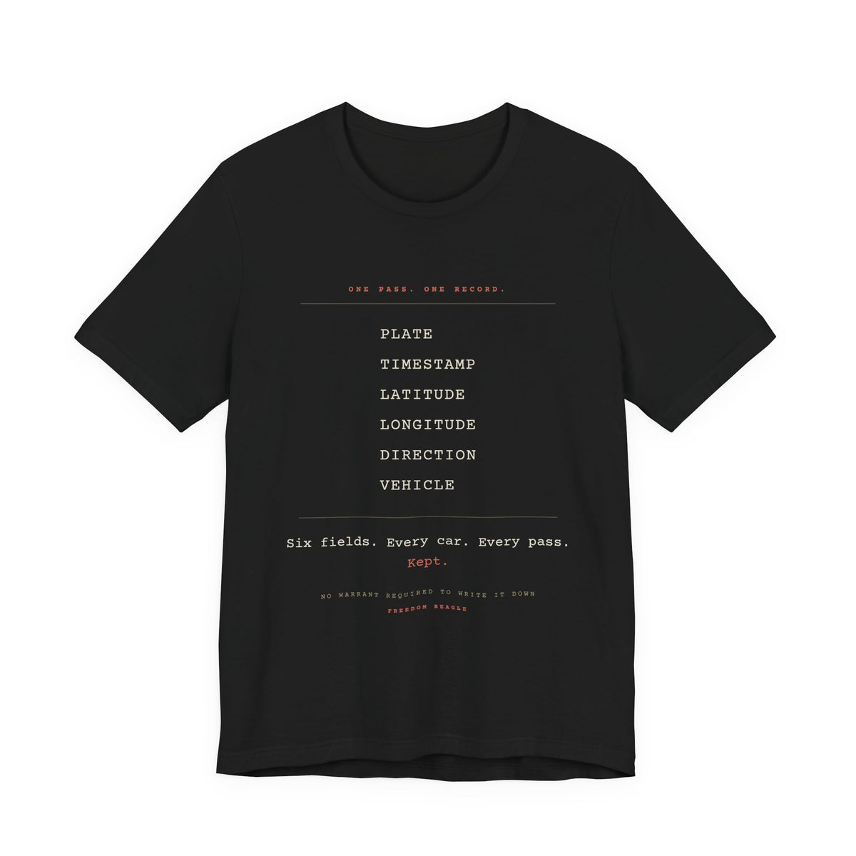 One Pass. One Record. — ALPR Tee (Black)