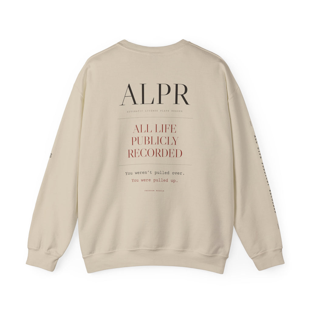 ALPR Full Kit Crewneck — All Life Publicly Recorded (Sand)
