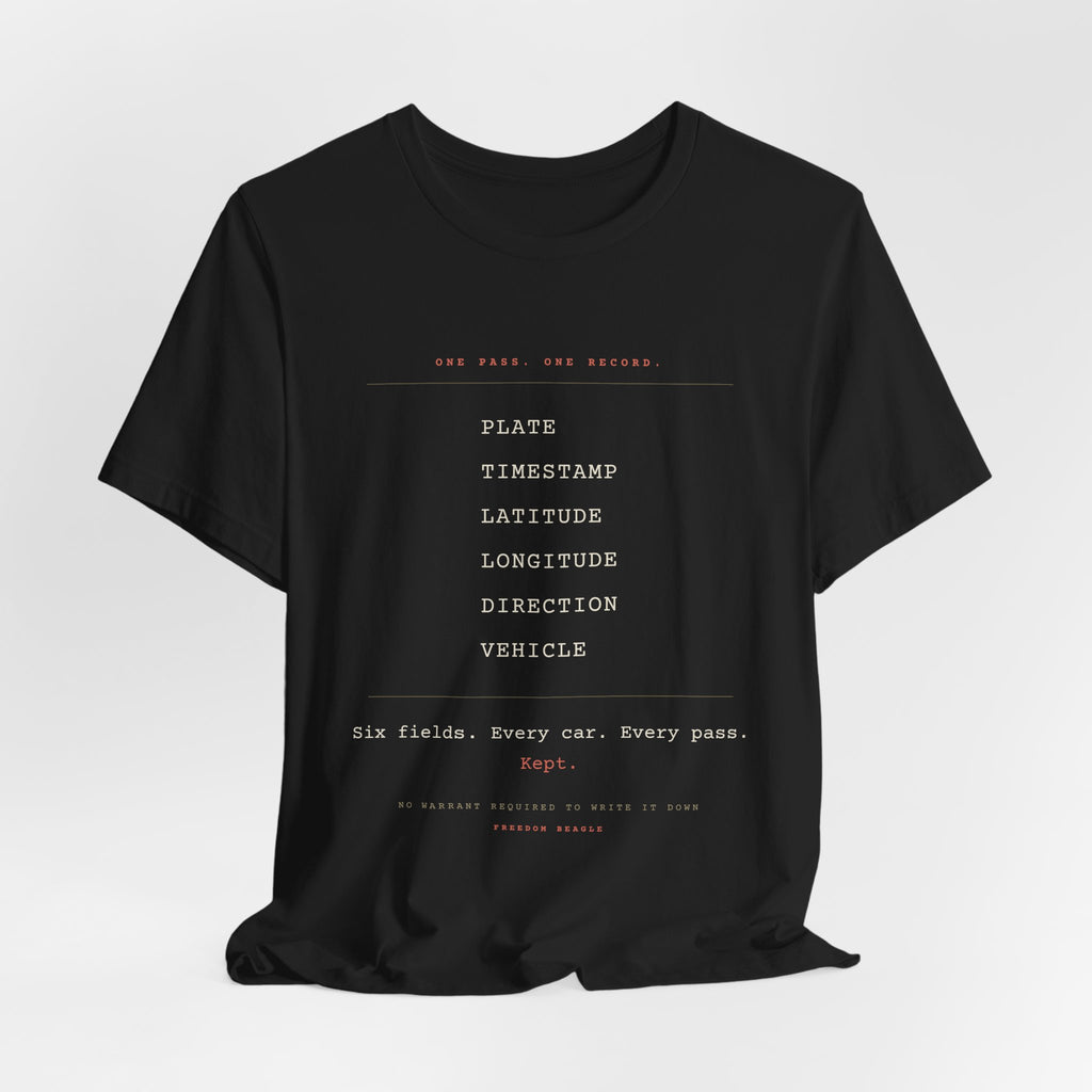 One Pass. One Record. — ALPR Tee (Black)
