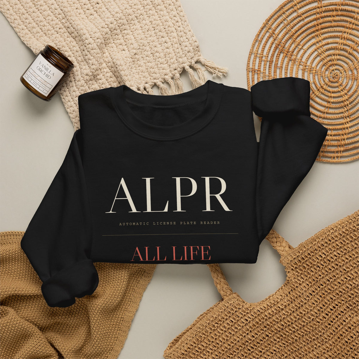 ALPR — All Life Publicly Recorded Crewneck (Black)