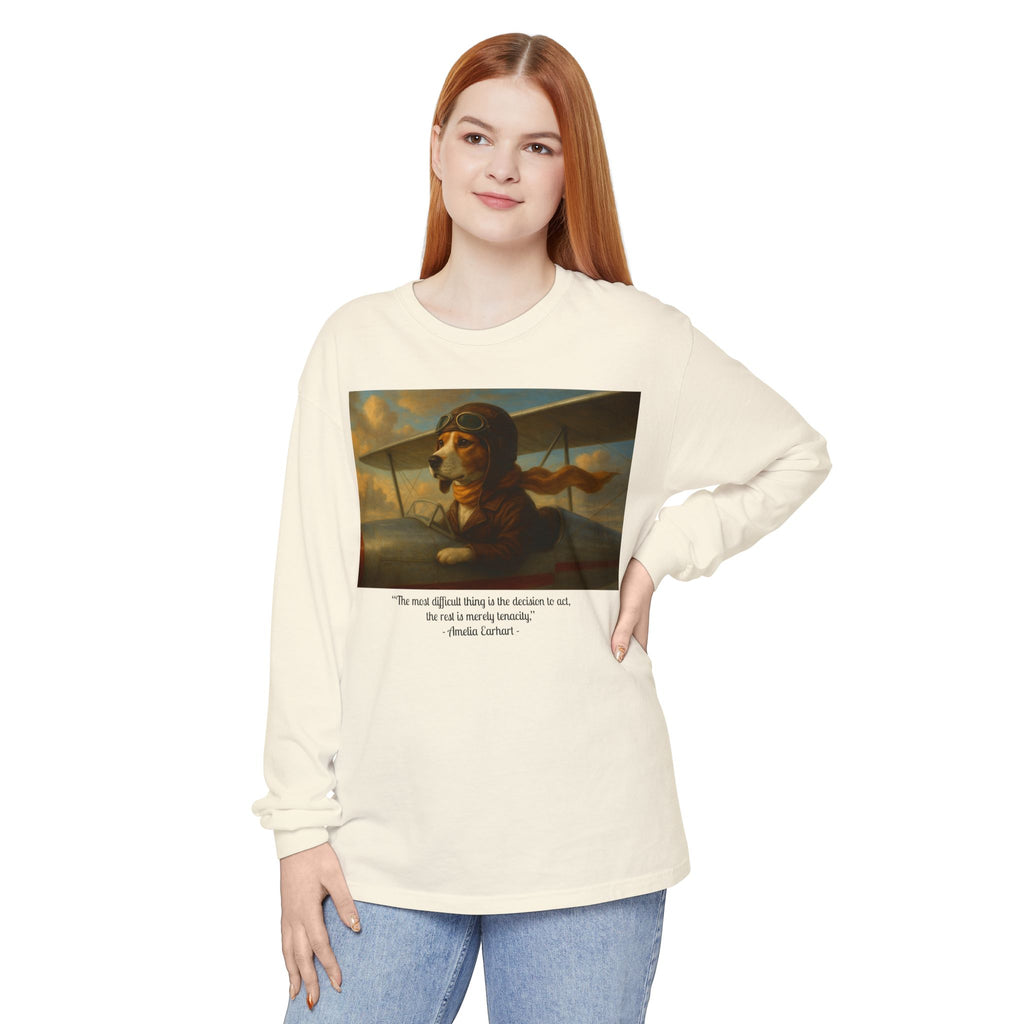 Long Sleeve T-Shirt - Amelia Beagle Earhart, Women of America Tribute