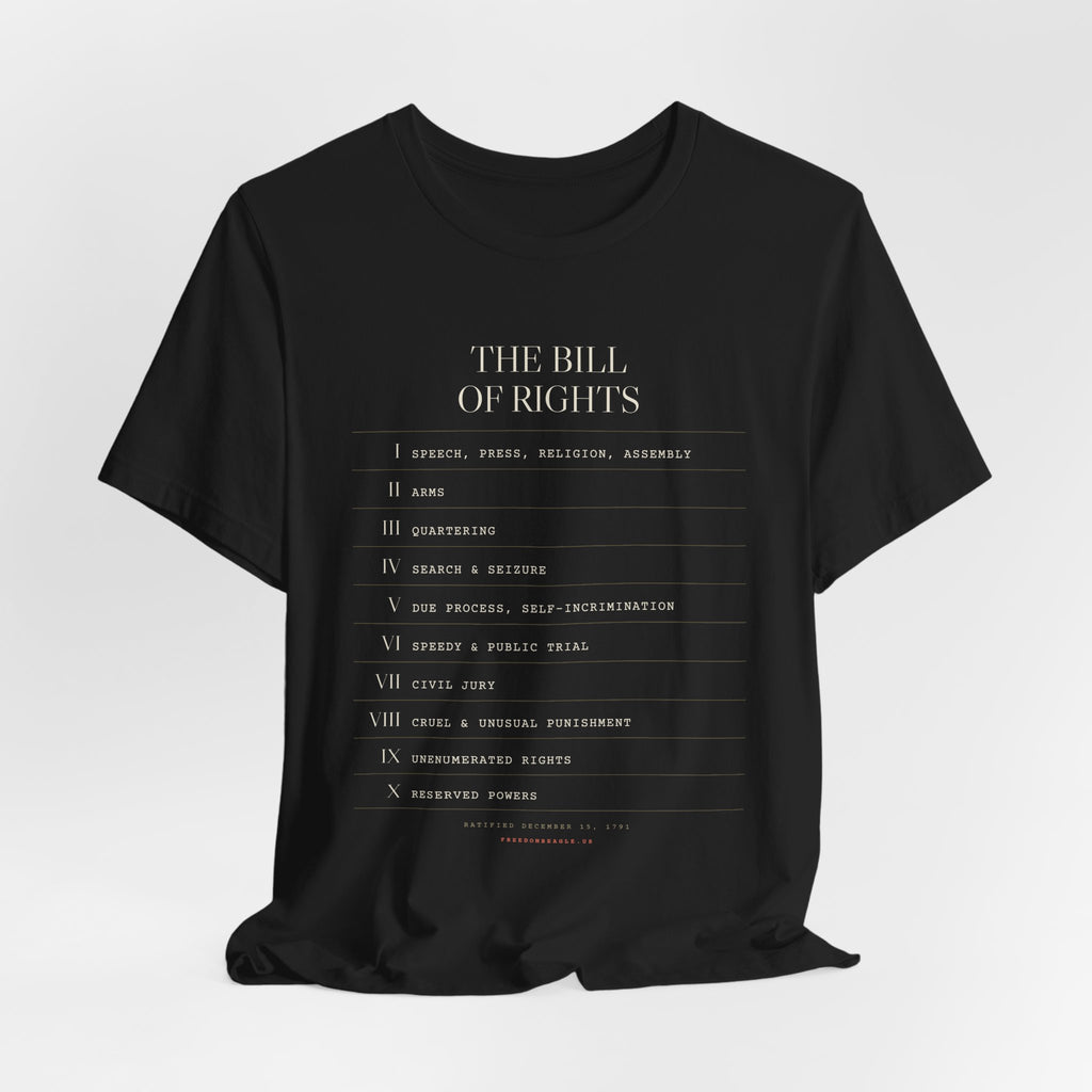 The Bill of Rights, I–X — Typographic Index Tee (Black)