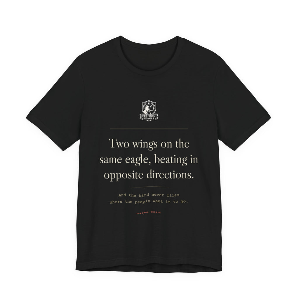 Two Wings on the Same Eagle — Two-Party Critique Tee (Black)