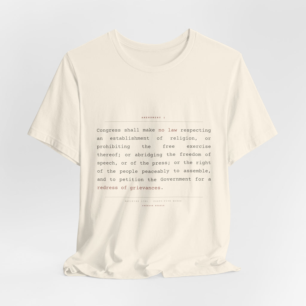 The First Amendment, In Full — Constitutional Text Tee (Natural)