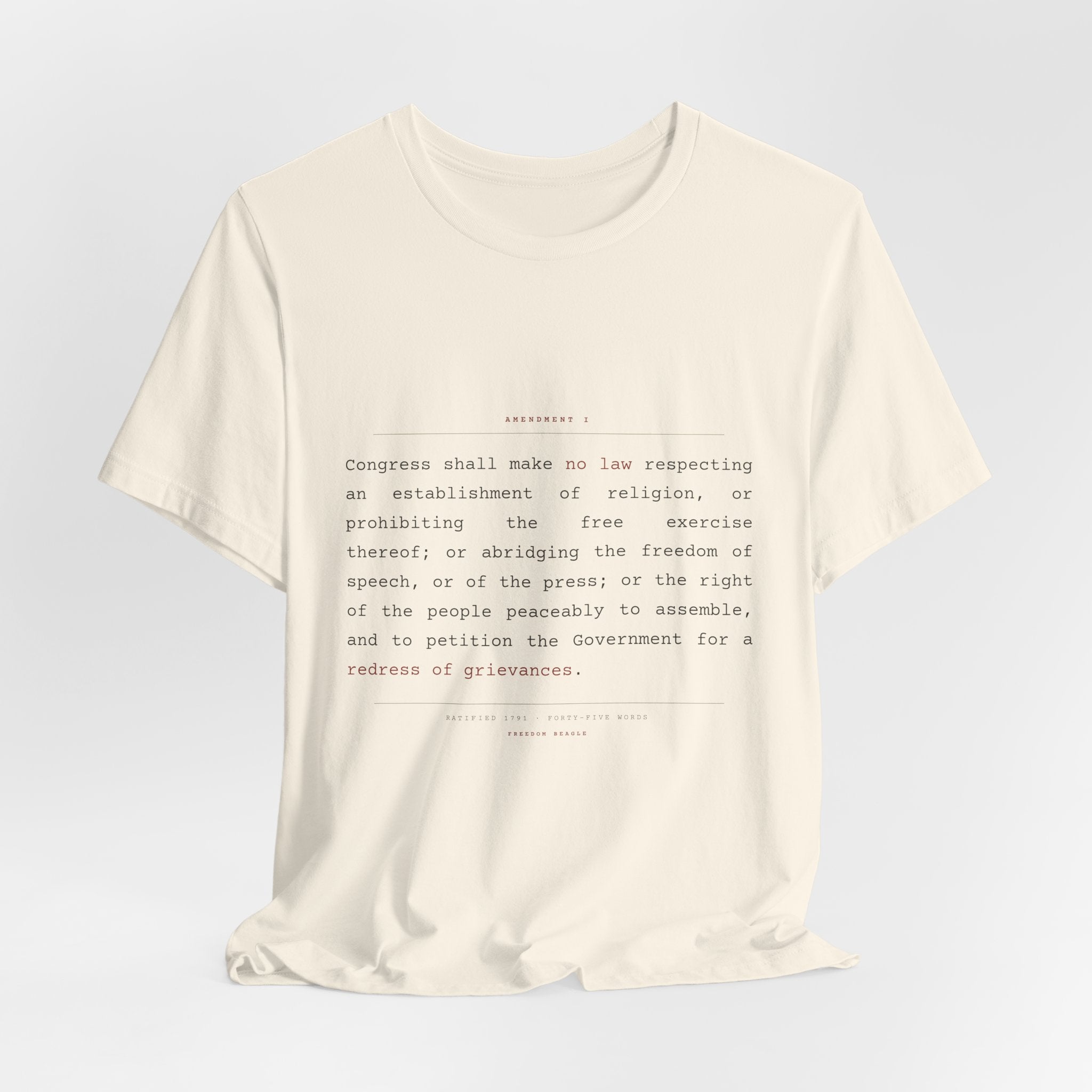 The First Amendment, In Full — Constitutional Text Tee (Natural)