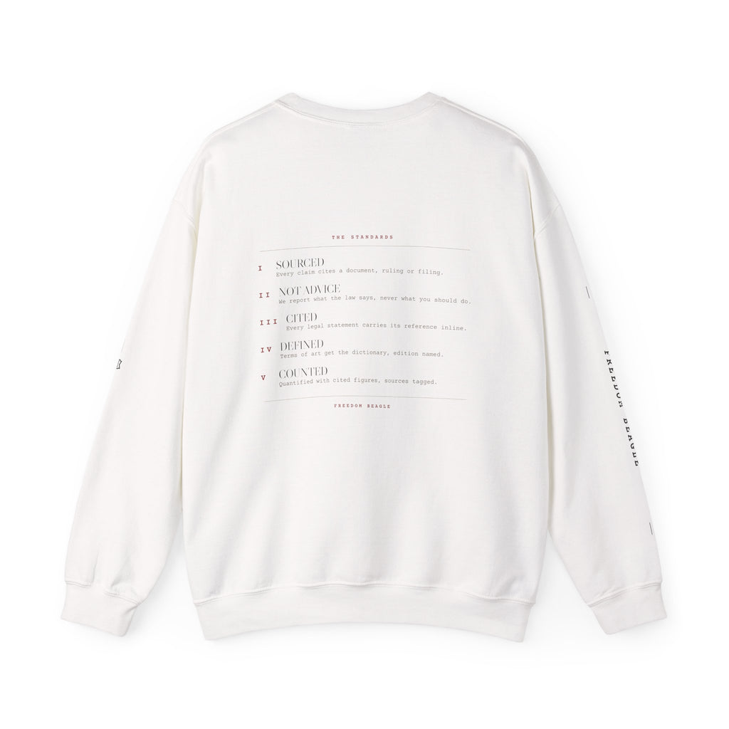 The Standards Full Kit Crewneck — Five Rules, Numbered (Sand)