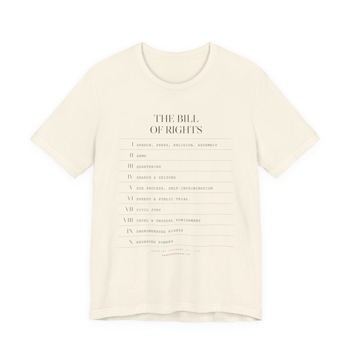 The Bill of Rights, I–X — Typographic Index Tee