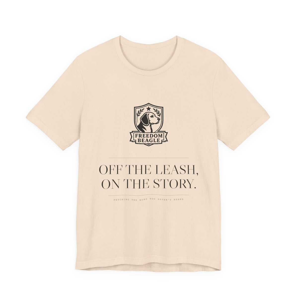 Off the Leash, On the Story — Freedom Beagle Crest Tee (Natural)