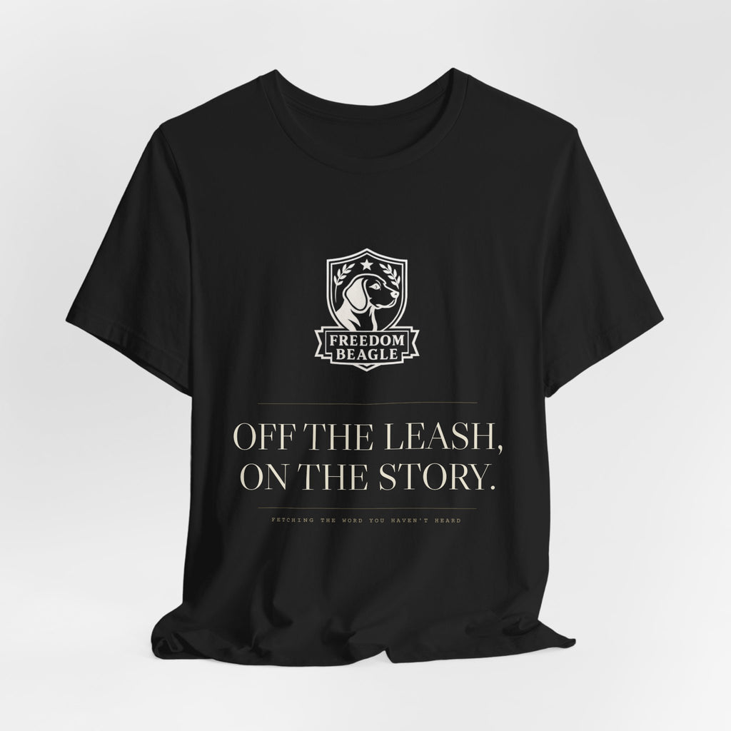 Off the Leash, On the Story — Freedom Beagle Crest Tee (Black)