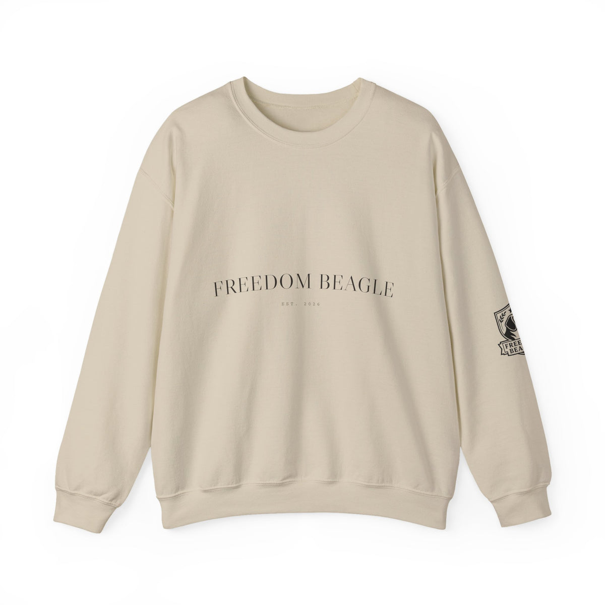 Freedom Beagle Varsity Crewneck — Est. 2026 (Sand)