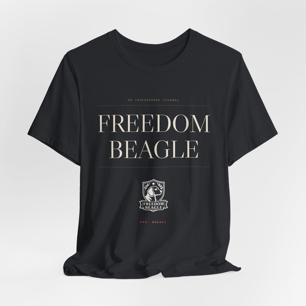 Freedom Beagle Masthead, Est. MMXXVI — Heritage Tee (Black)