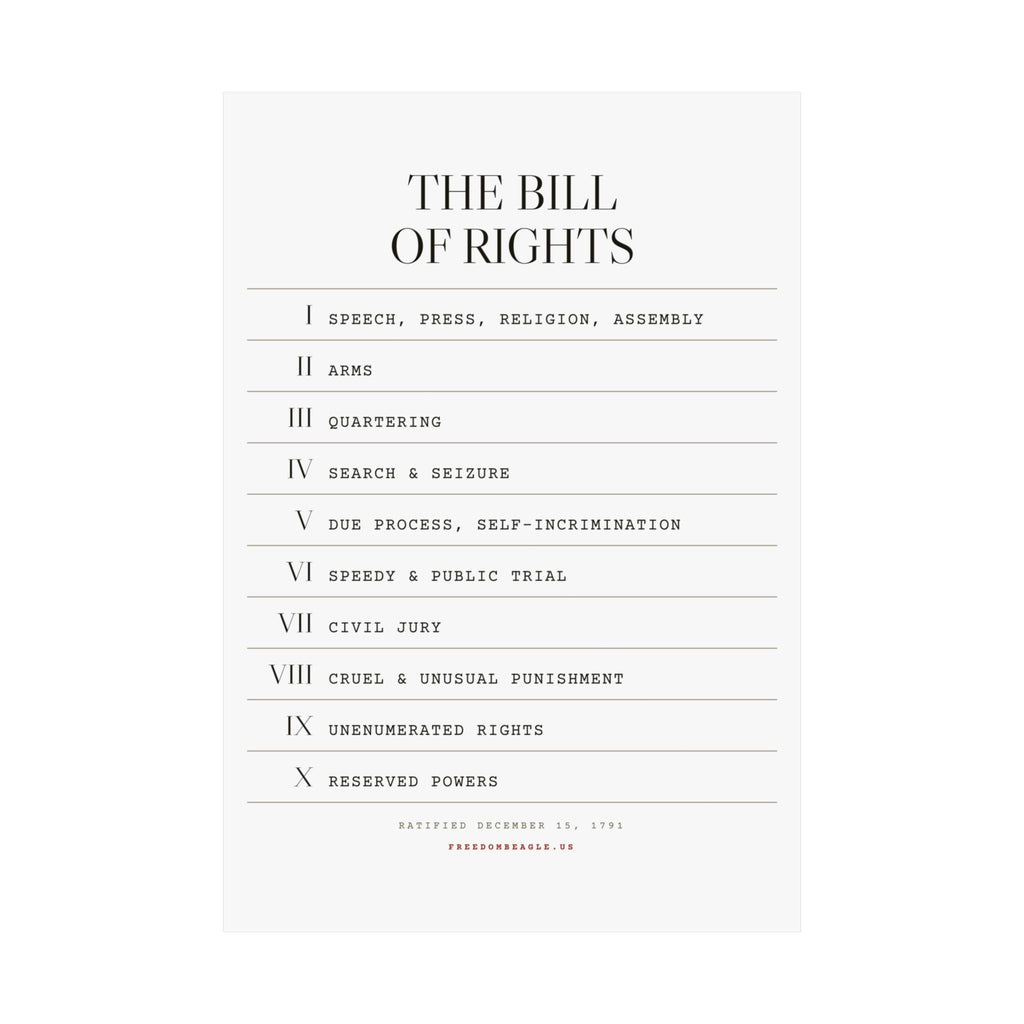 The Bill of Rights, I–X — Matte Poster