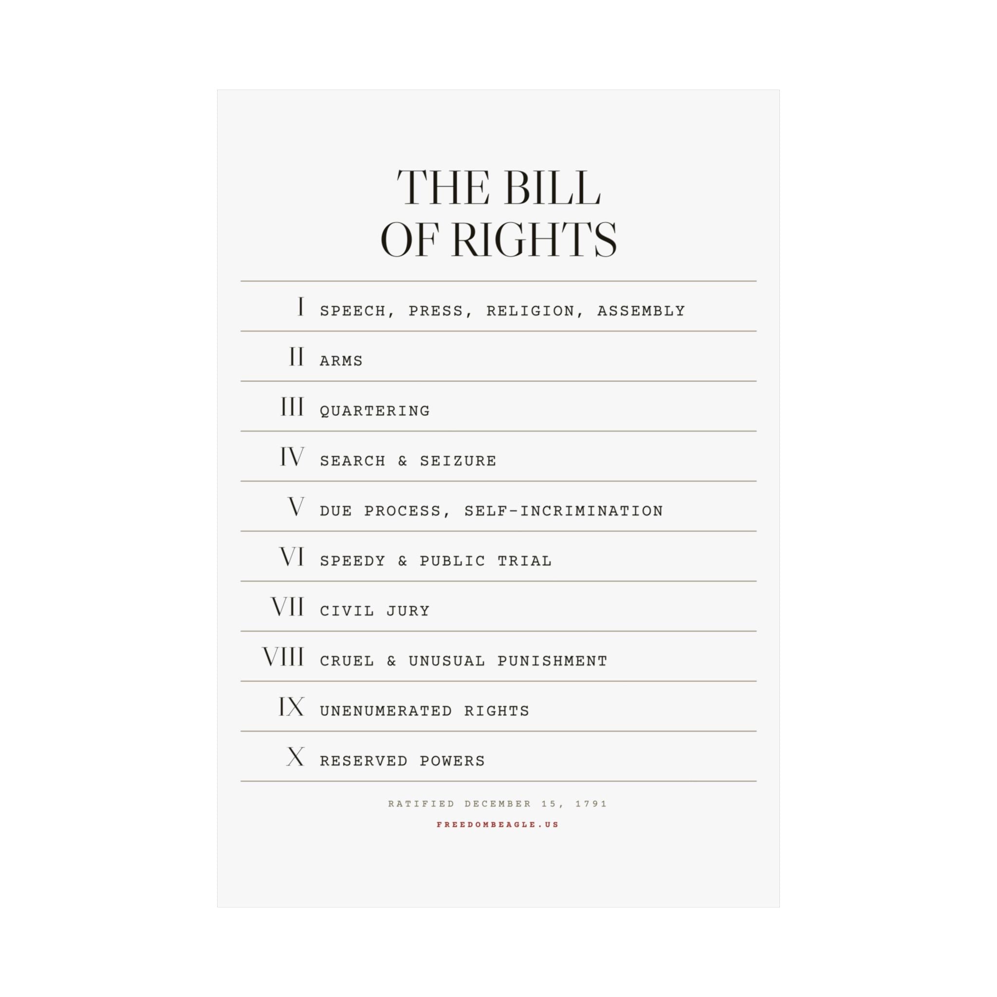 The Bill of Rights, I–X — Matte Poster