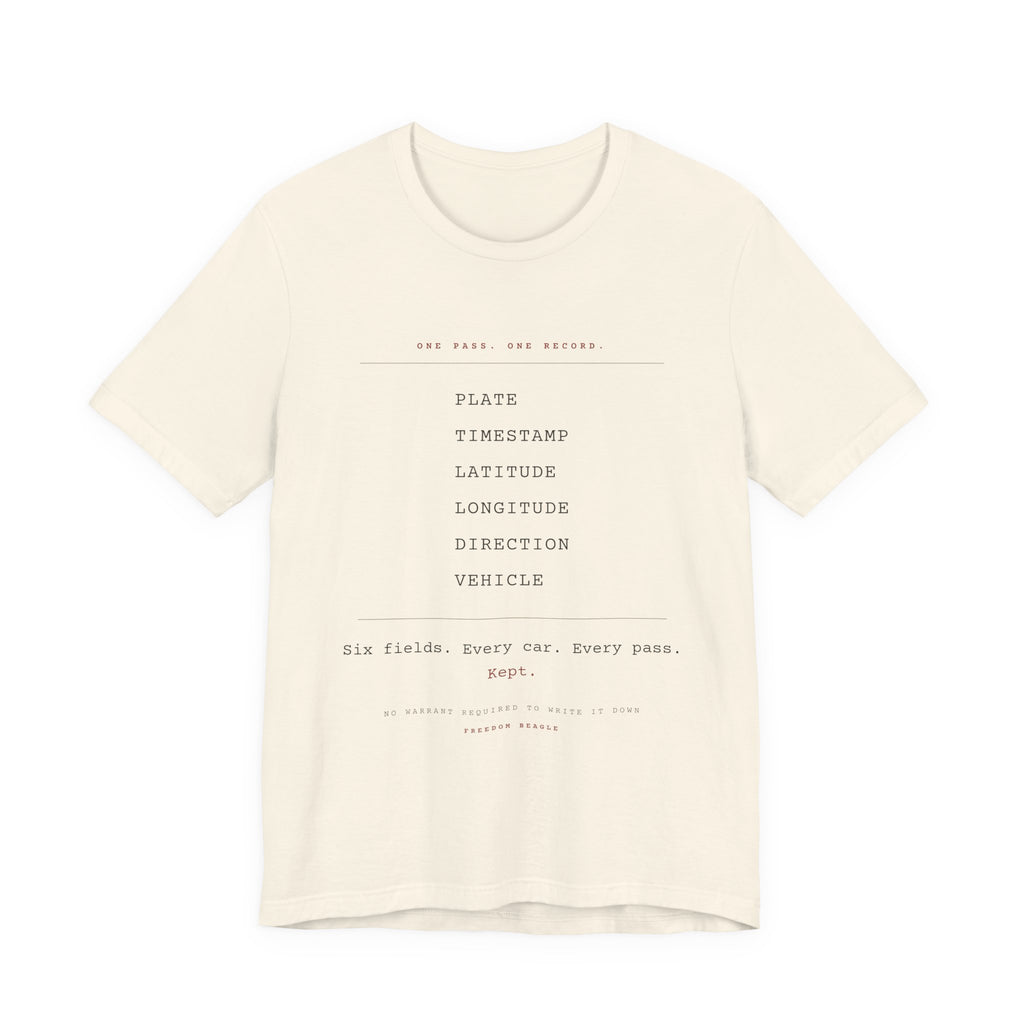 One Pass. One Record. — ALPR Tee (Natural)