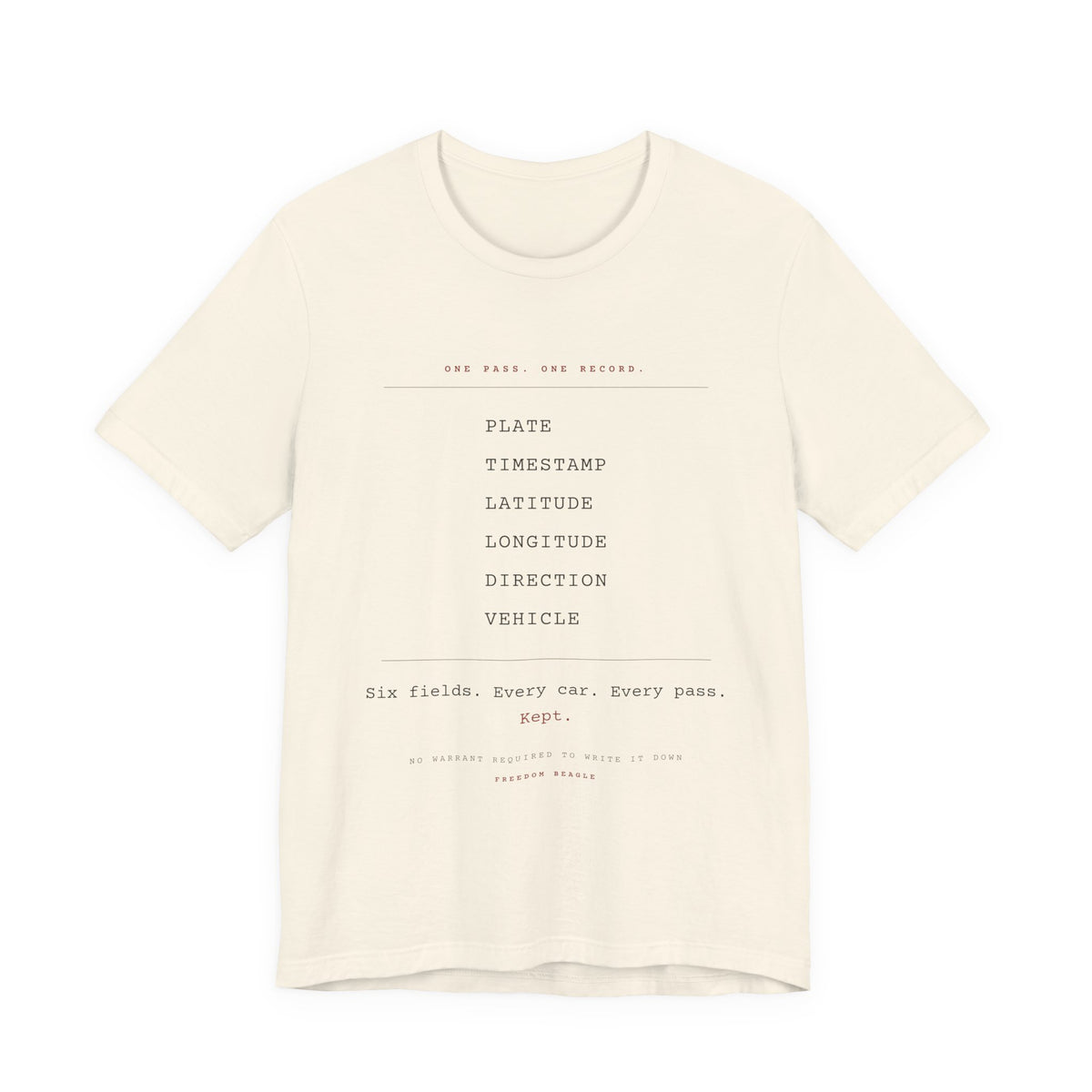 One Pass. One Record. — ALPR Tee (Natural)
