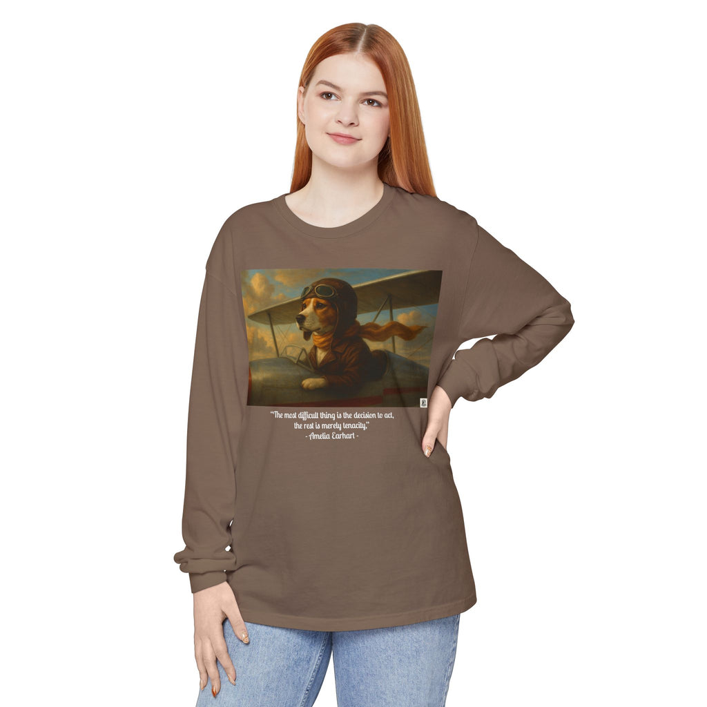 Long Sleeve T-Shirt - Amelia Beagle Earhart, Women of America Tribute