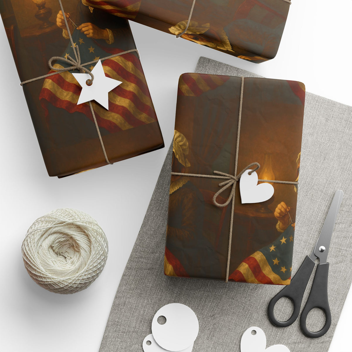 Patriotic Wrapping Paper with George Washington and Dog - Gift Wrap for Holidays, USA Celebrations, Birthdays, Events, Parties
