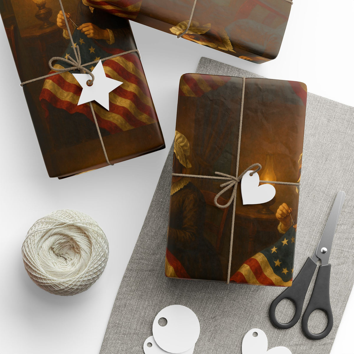 Patriotic Wrapping Paper with George Washington and Dog - Gift Wrap for Holidays, USA Celebrations, Birthdays, Events, Parties