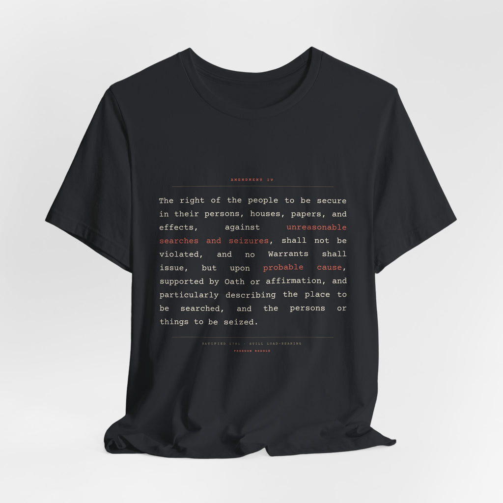 The Fourth Amendment, In Full — Constitutional Text Tee (Black)