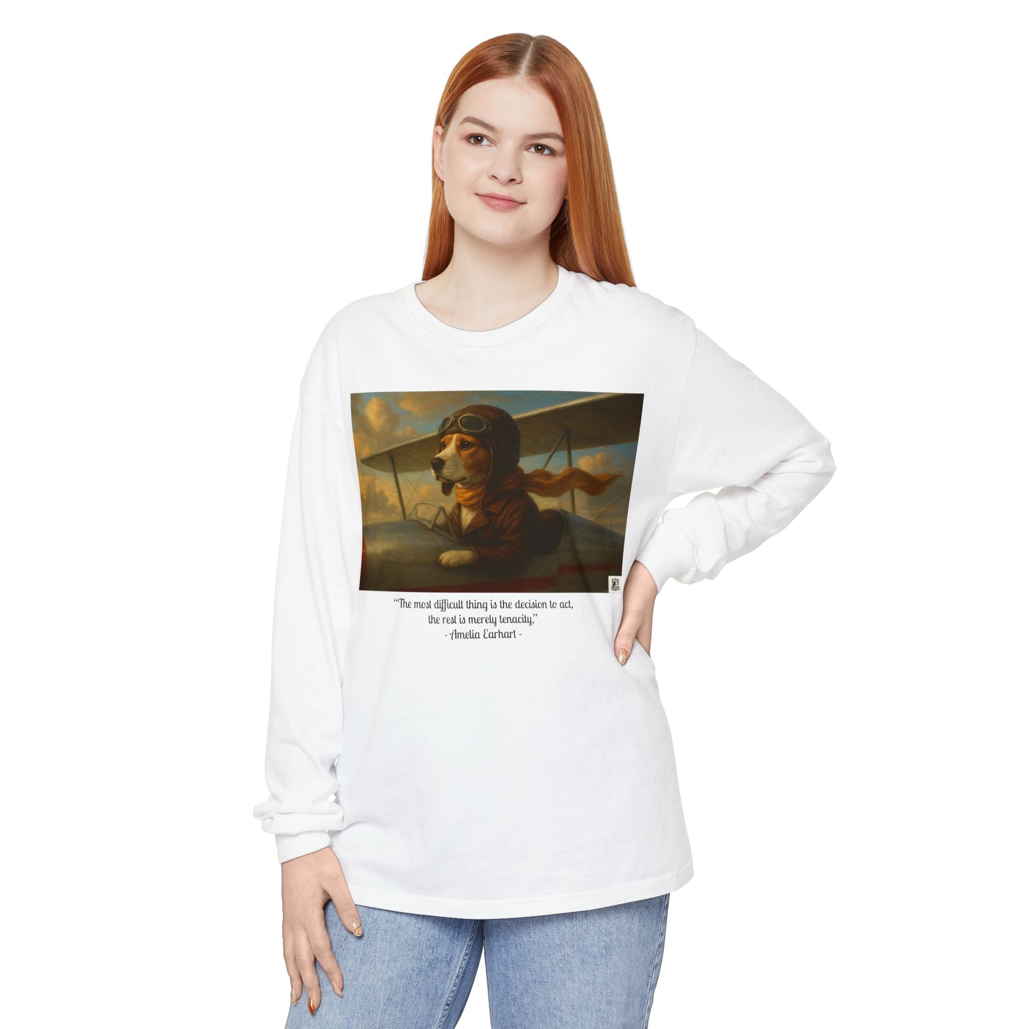 Long Sleeve T-Shirt - Amelia Beagle Earhart, Women of America Tribute