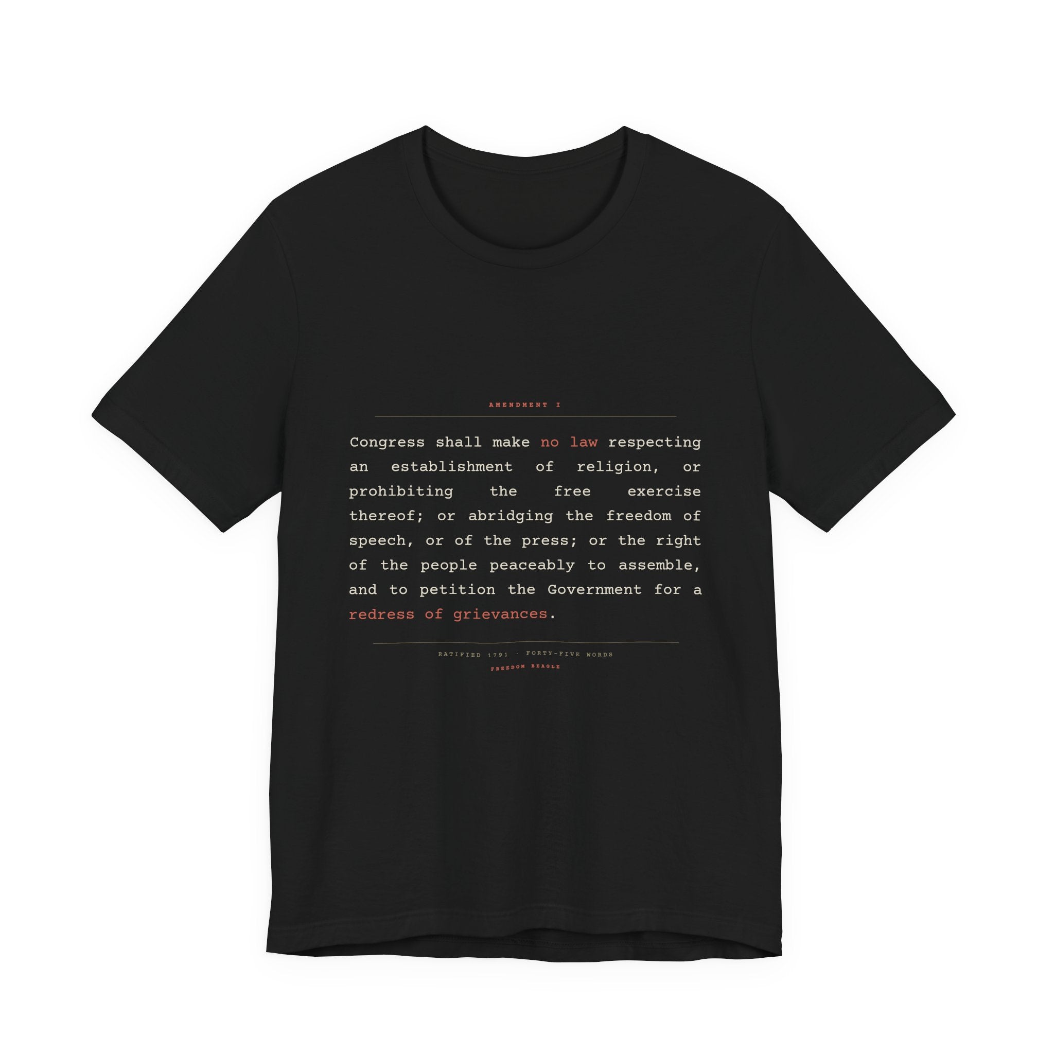 The First Amendment, In Full — Constitutional Text Tee (Black)