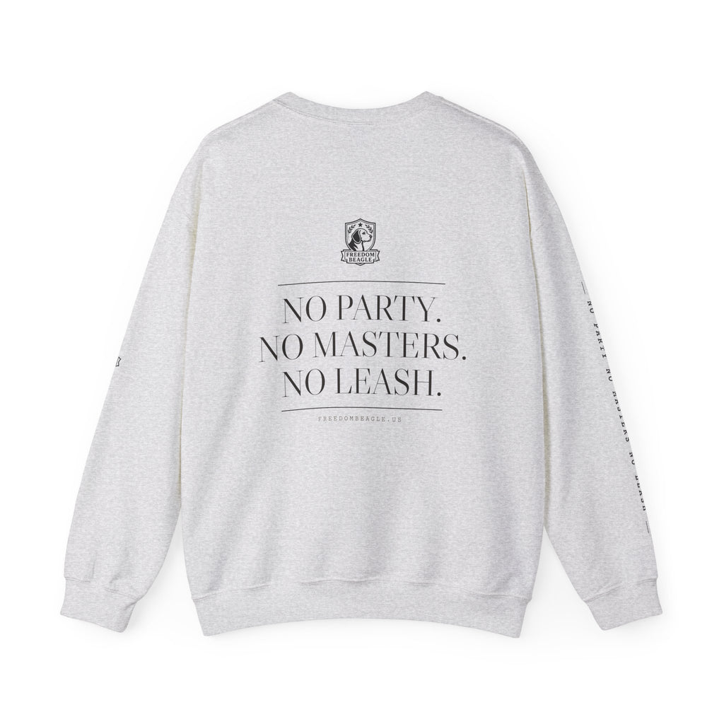 Freedom Beagle Full Kit Crewneck — No Party, No Masters, No Leash (Sand)