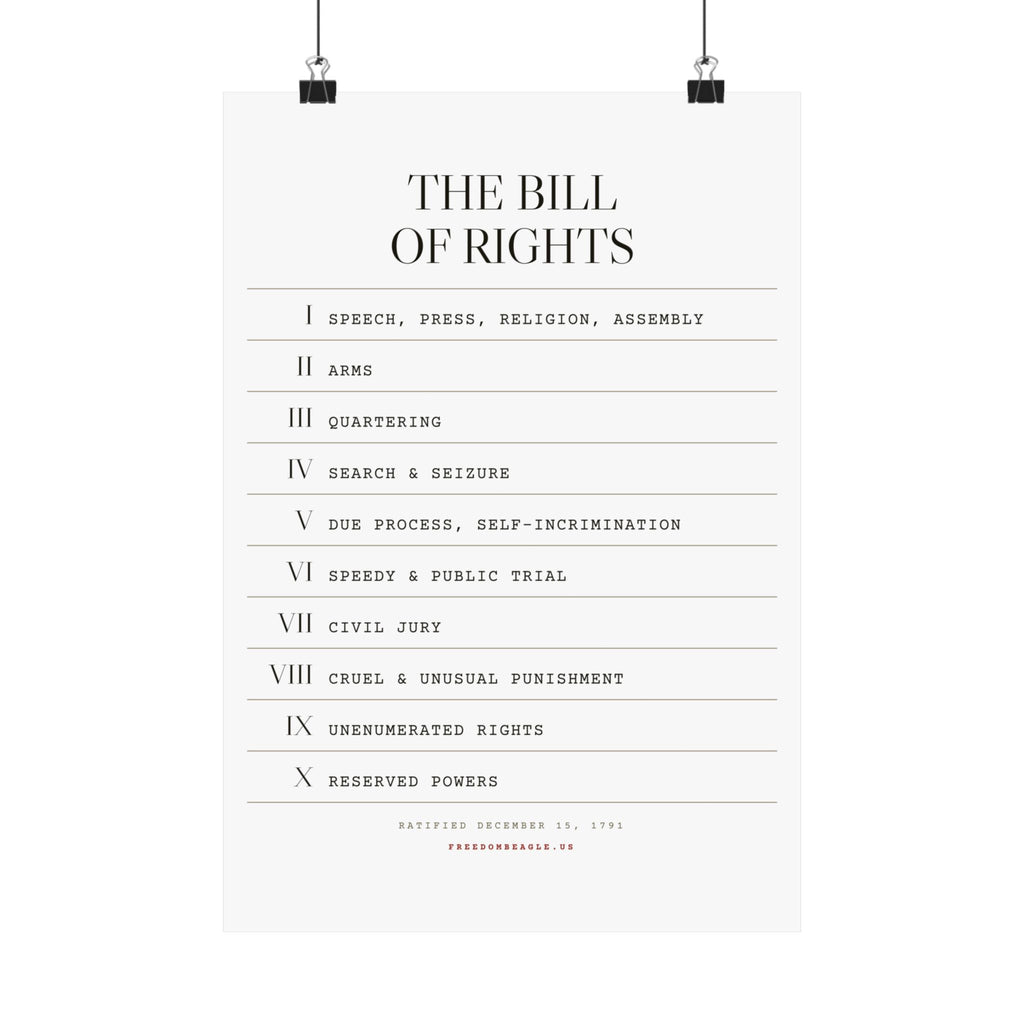 The Bill of Rights, I–X — Matte Poster