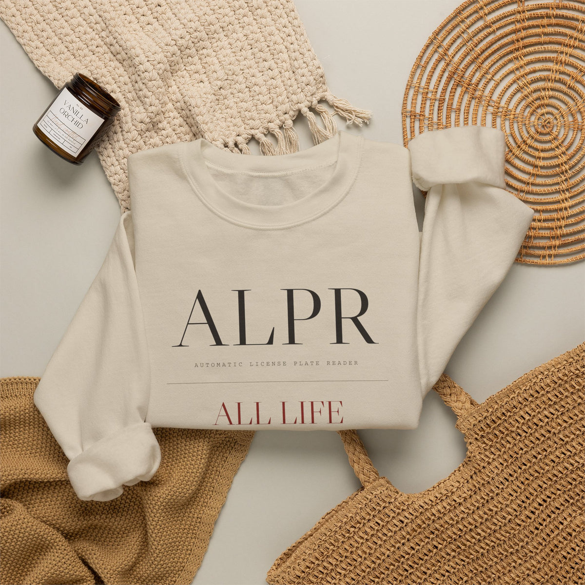 ALPR — All Life Publicly Recorded Crewneck (Sand)