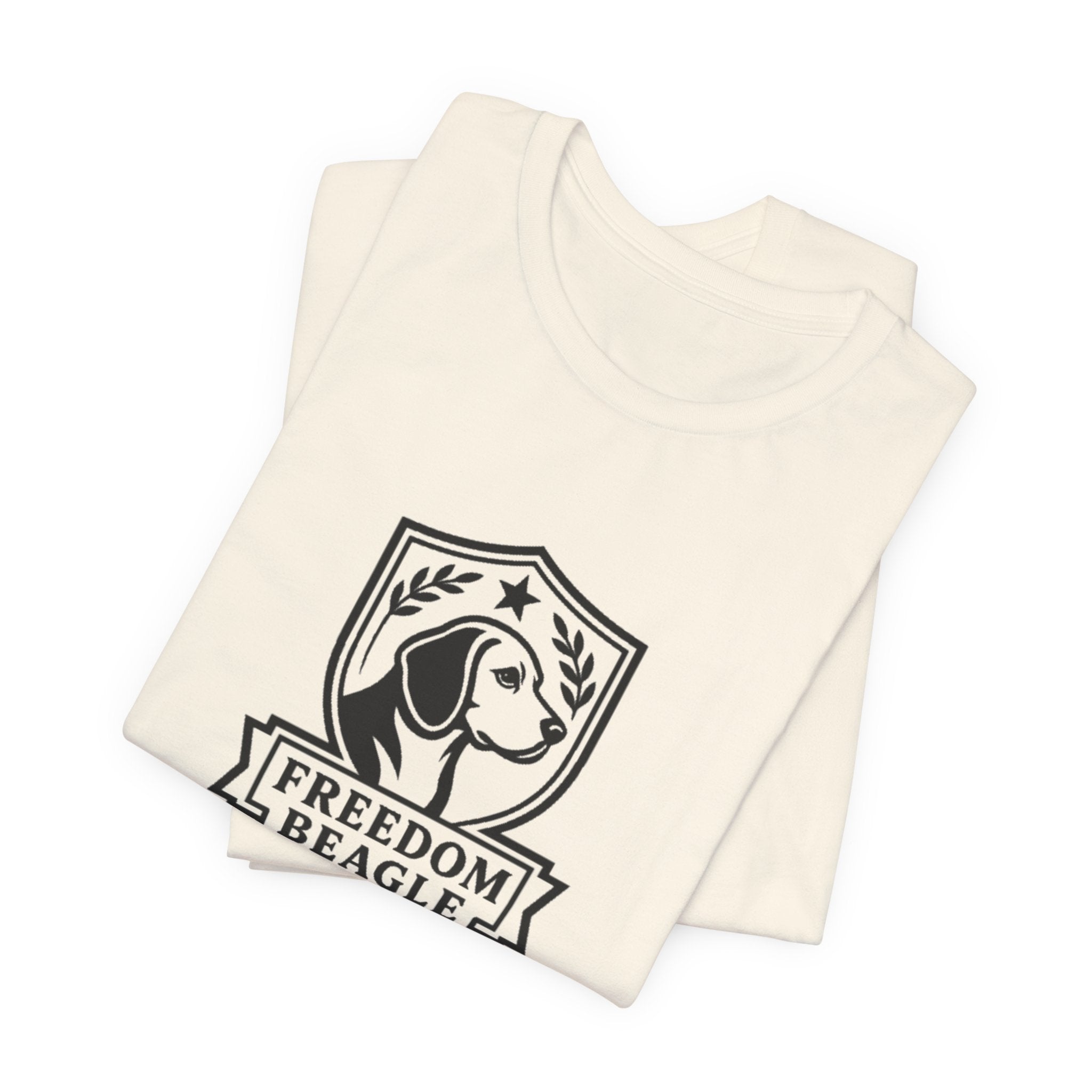 Freedom Beagle Crest — Left Chest Tee (Natural)