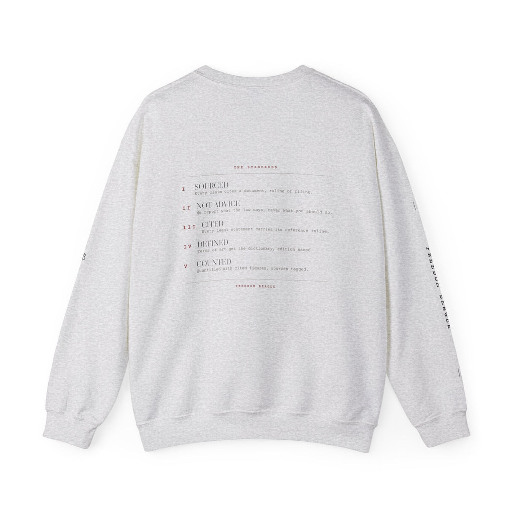 The Standards Full Kit Crewneck — Five Rules, Numbered (Sand)