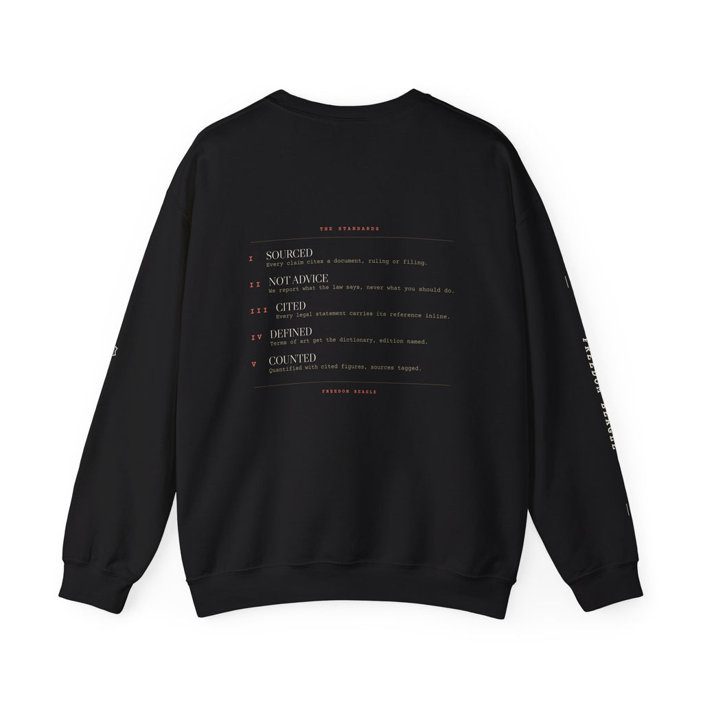 The Standards Full Kit Crewneck — Five Rules, Numbered (Black)