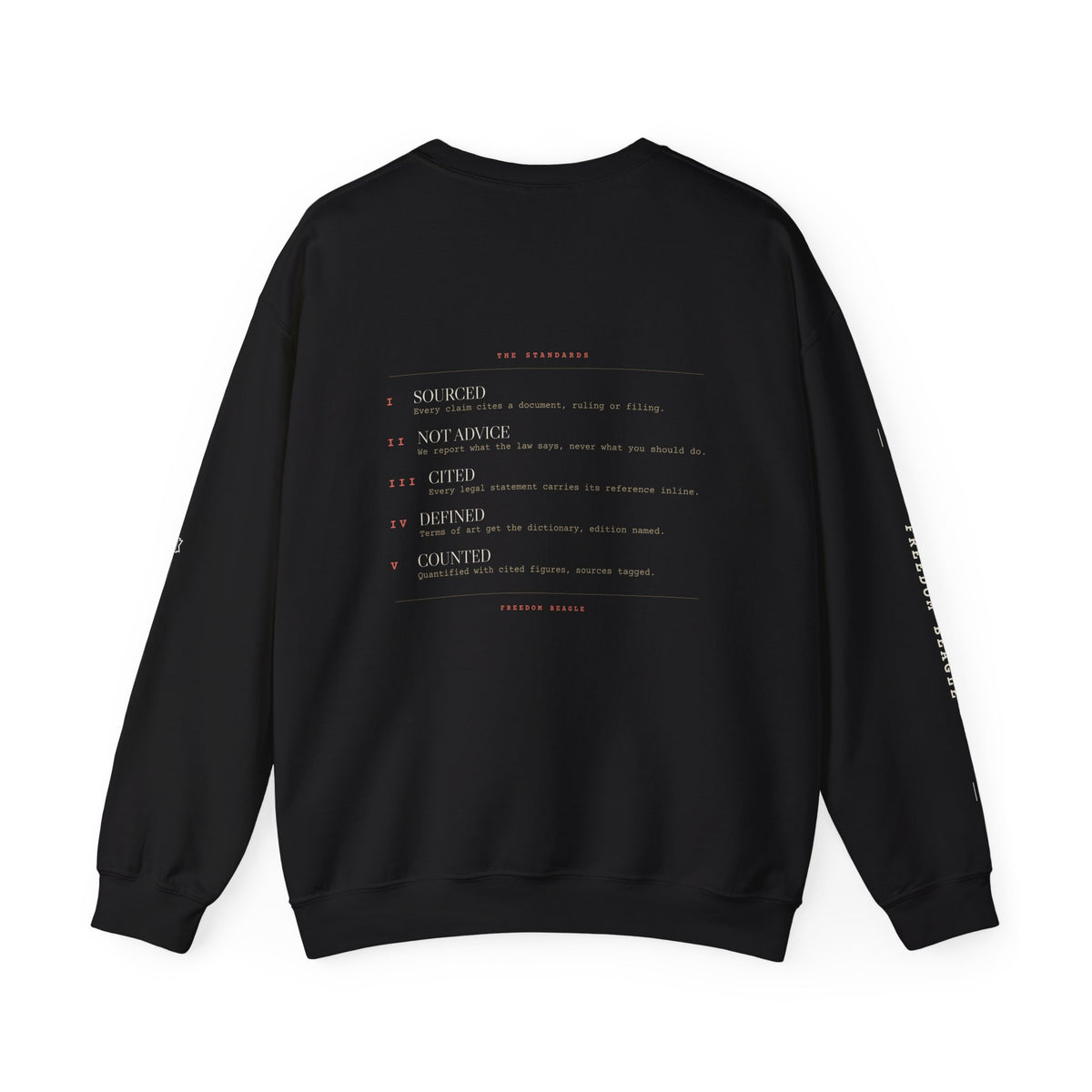 The Standards Full Kit Crewneck — Five Rules, Numbered (Black)