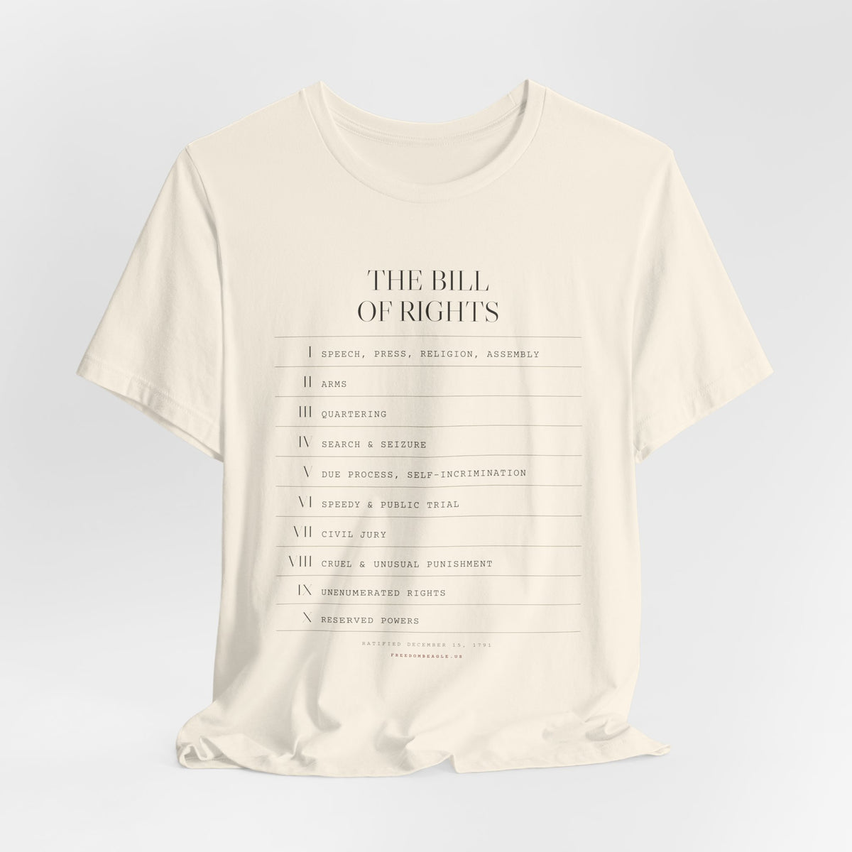 The Bill of Rights, I–X — Typographic Index Tee