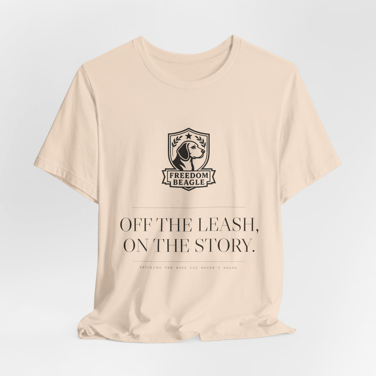 Off the Leash, On the Story — Freedom Beagle Crest Tee (Natural)